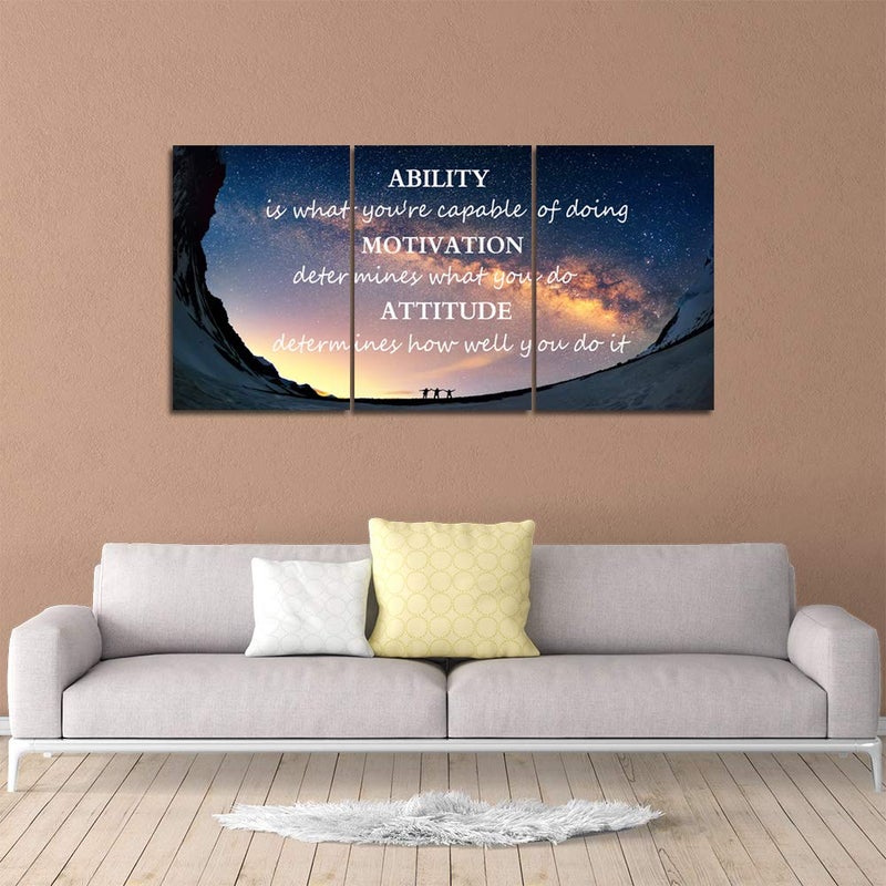 Yetaryy Large Canvas Quotes Wall Art Ability Motivation Attitude Inspirational Saying Posters and Prints 3 Piece Home Decor Entrepreneur Office Words Quote Decoration Ready to Hang - 48" W x 24" H - Image 3